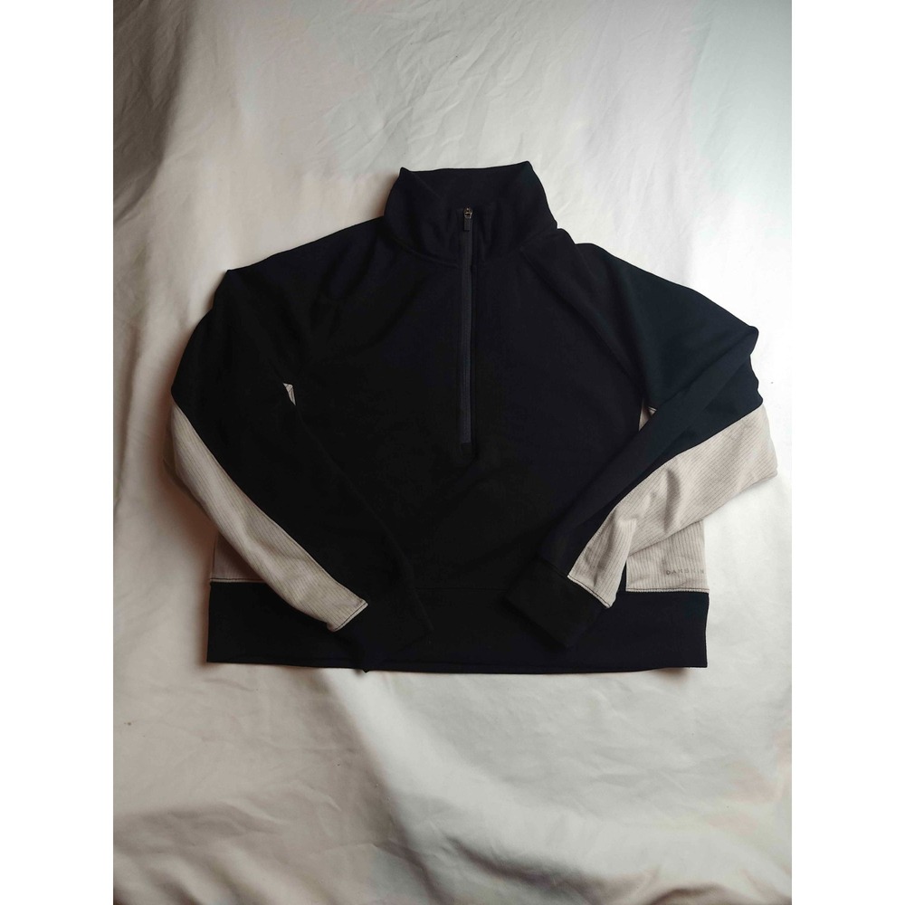 Danskin Pullover Jacket Womens Medium Black Beige Knit Techwear‎ Half Zip Urban